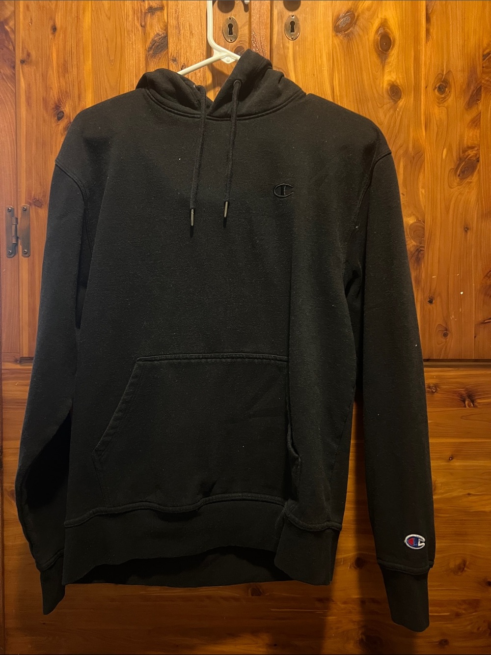 Champion Black Hoodie with Subtle Logo
